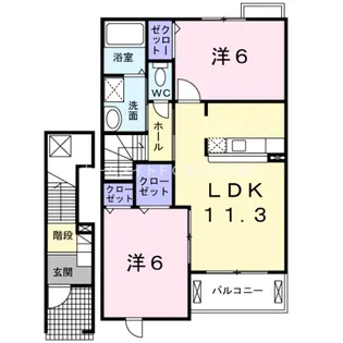 プリムローズB【2階】の間取り