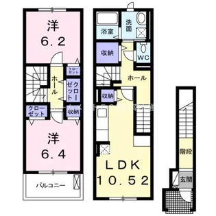 ボヌール伊奈 高蔵館【2階】の間取り