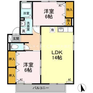 シャンテラヴィ八幡 S棟【2階】の間取り