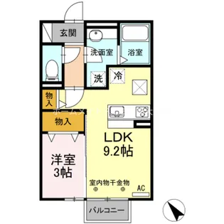 レセンテ上野 B【1階】の間取り