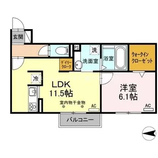 プレミール小坂井【202号室】の間取り