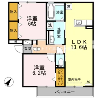 リバーサイド中部 B【3階】の間取り