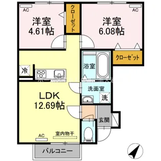 愛知県豊川市上長山町西水神平【アパート】の間取り