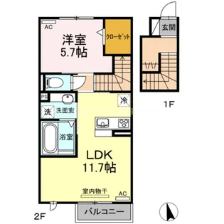 カーサ・デ・フィオーレ【2階】の間取り