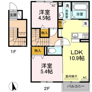 カーサ・デ・フィオーレ【2階】の間取り