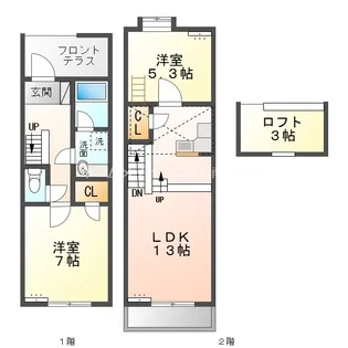 セザンヌ川田2【A-1号室】の間取り