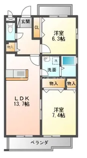 愛知県豊川市市田町西赤早稲【マンション】の間取り