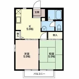 プランドール赤代 B【201号室】の間取り