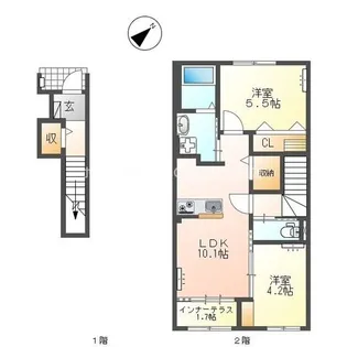 ニュークラリス【2階】の間取り