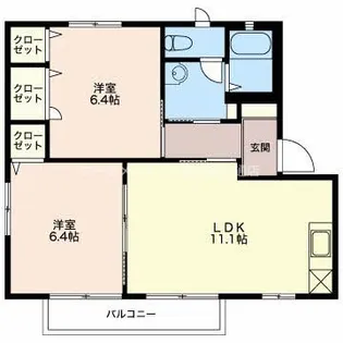 パリシーB【202号室】の間取り