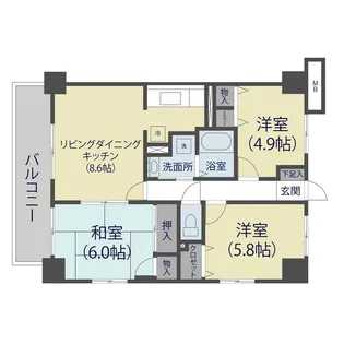 ウインズステージ【9階】の間取り