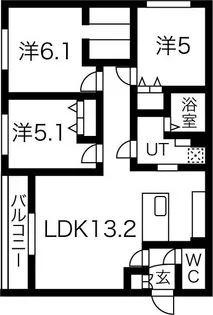 北海道札幌市西区山の手二条4丁目【マンション】の間取り