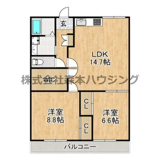 2LDKの間取り画像