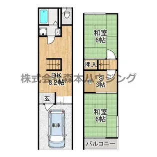 大阪府四條畷市美田町【テラスハウス】の間取り