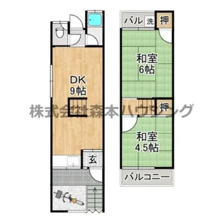 大阪府大東市南津の辺町【テラスハウス】の間取り