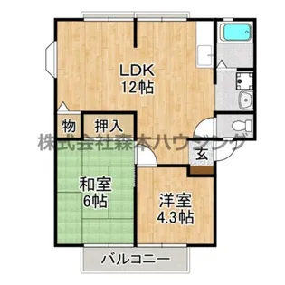 ルミエール(堀溝)E【 201号室】の間取り
