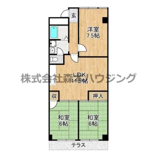 丸信リバーサイドコーポ2棟【 101号室】の間取り