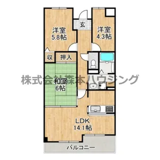 住道ファーストハイツ【 608号室】の間取り