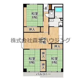 香里園ヒルズ【 406号室】の間取り