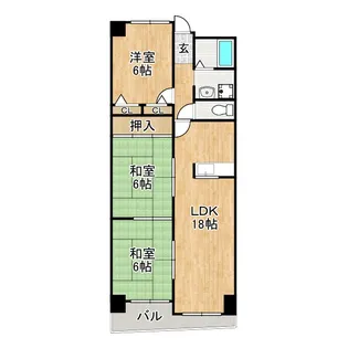 ヴィルヌーブエスト【 205号室】の間取り