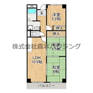 ヴィラージュ私市【 203号室】の間取り