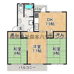 香里三井第4住宅A30棟【 104号室】の間取り