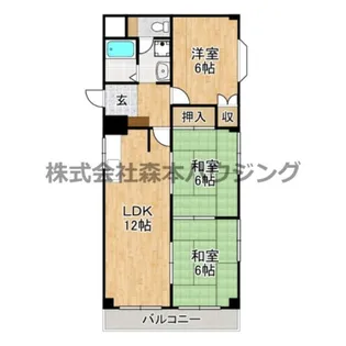 東香里ハーモニープラザ【 102号室】の間取り