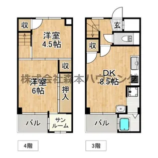 ビレッジハウス倉治2号棟【 301号室】の間取り