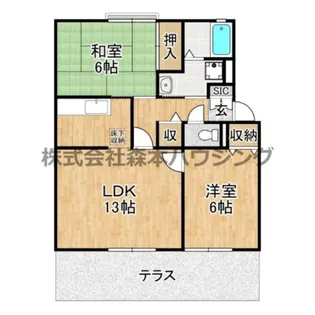 カルチェ東香里ⅡA棟【 102号室】の間取り