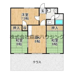 ハイメゾン中西 B棟【 102号室】の間取り