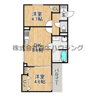 クリエオーレ津の辺町Ⅱ【 303号室】の間取り