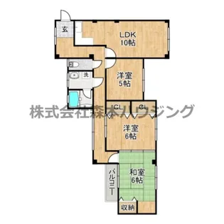 私市ロイヤルマンション【 302号室】の間取り
