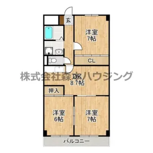 シャトー東寝屋川【 405号室】の間取り