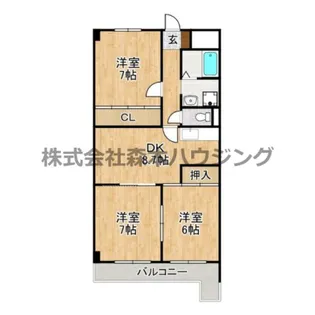 シャトー東寝屋川【 408号室】の間取り