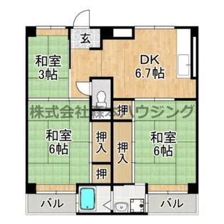 ビレッジハウス倉治3号棟【 102号室】の間取り