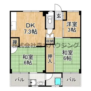 ビレッジハウス私部6号棟【 402号室】の間取り
