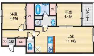 Loire F Ⅱ(ロアールエフツー)【1階】の間取り