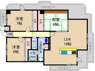 ロイヤル南茨木【6階】の間取り