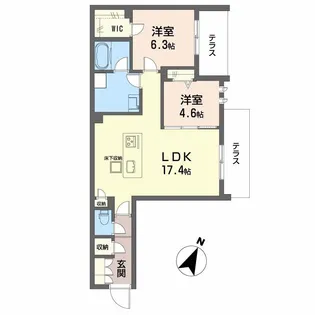 ハムステッドアレー【1階】の間取り