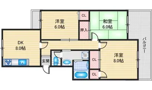 茨木上穂積住宅5号棟【5階】の間取り