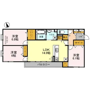 Belle Cerezo古曽部【2階】の間取り
