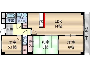 フェルザ南茨木【2階】の間取り