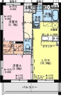 クロスワイズ中西町【4階】の間取り