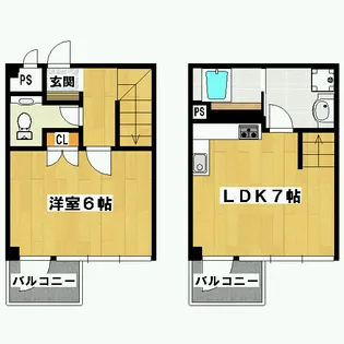 ヴェルビュ二条城東【2階】の間取り