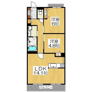 コンフォールパレ新町二条【2階】の間取り