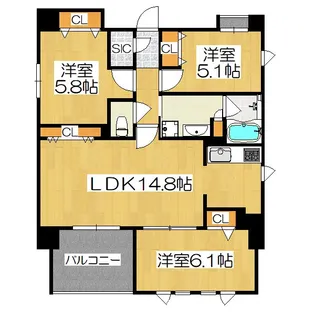 グランレブリー押小路高倉【3階】の間取り