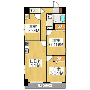 間之町御池レジデンス(仮称 御所南レジデンス)【2階】の間取り