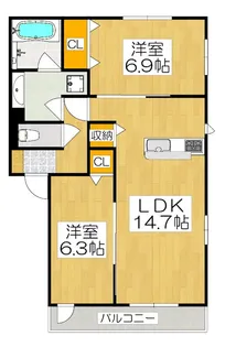 エンラージ西院【3階】の間取り