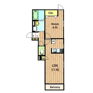 アクアマーレ多摩川【202B号室】の間取り