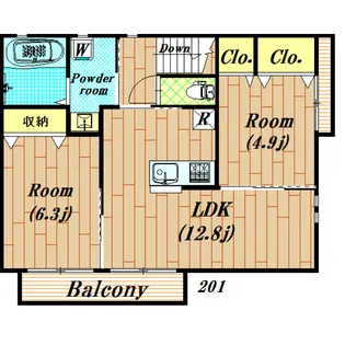 シャルマンドミール【201B号室】の間取り